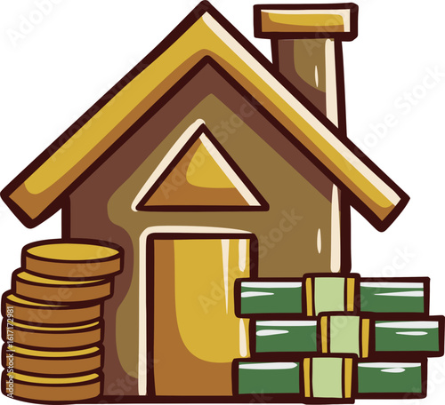 House and Money Real Estate Investment Vector Illustration