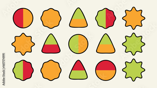 Vibrant crayon style geometric patterns and shapes perfect for early childhood education and playful creative projects rendered in bright colors