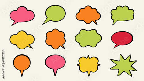 Vibrant crayon style three dimensional speech bubble with a playful hand drawn aesthetic perfect for communication graphics