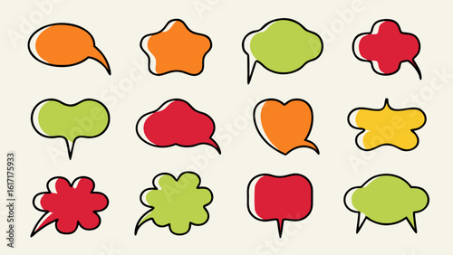 Hand drawn comic style pencil speech bubbles and doodles with a crayon texture perfect for graphic design projects and creative communication