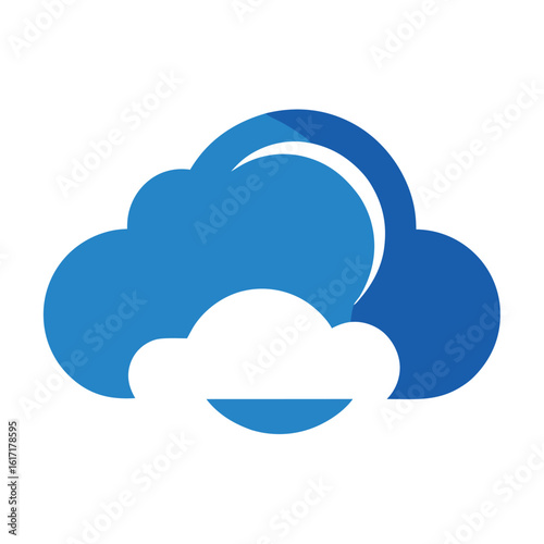 Vector art of a blue cloud icon representing cloud computing and data storage on white background