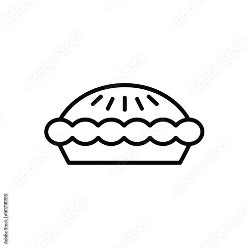 Simple outline icon of a delicious baked pie