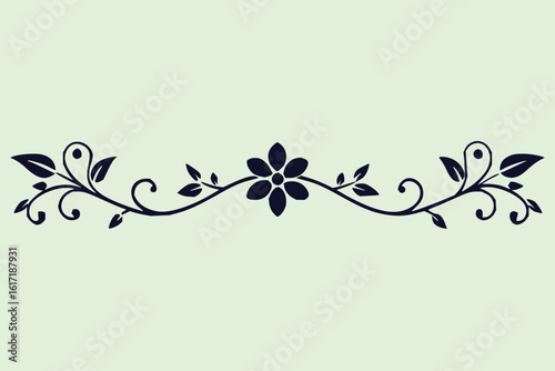 Floral divider with leaves and swirls symmetrically arranged on a light background design element