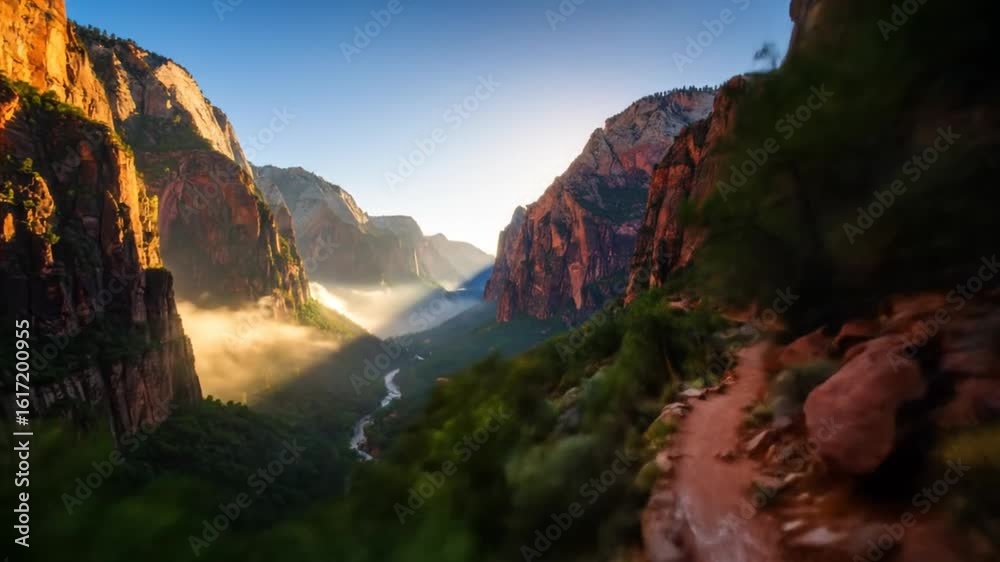 Zion Canyon Sunrise: Majestic Valley Panorama