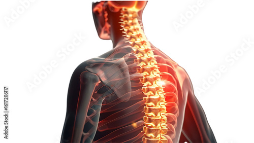 Human Spine Pain and Anatomy: Backache, Vertebral Column, and Skeletal Structure Medical Illustration