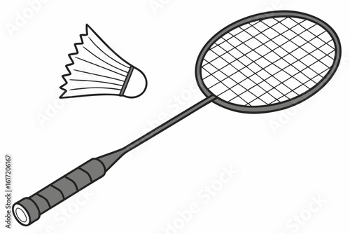 Badminton Racket and Shuttlecock Illustration.