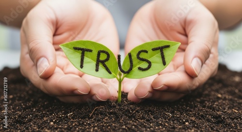 Cultivating Trust Nurturing Growth Building Relationships Planting Seeds of Belief Soil Hands Sprout Fresh and Growing
