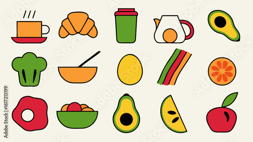 Charming hand drawn breakfast scene featuring a steaming coffee cup and crispy french fries perfect for culinary themes