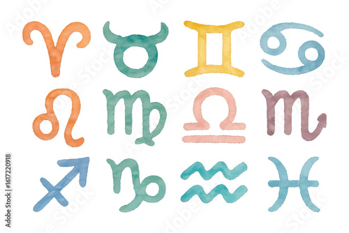 watercolor zodiac symbol sign collection