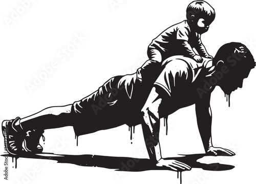 A father's love depicted through a monochrome silhouette push-up