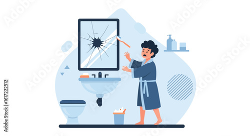 Accidentally Broke The Bathroom Mirror While Brushing Teeth In The Morning