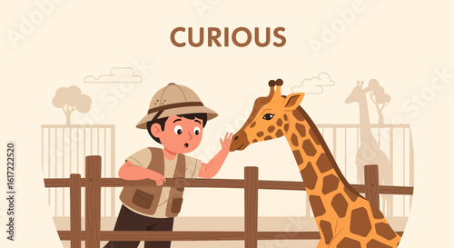 Curious Boy Meets Giraffe At The Zoo Exploring Wildlife Education