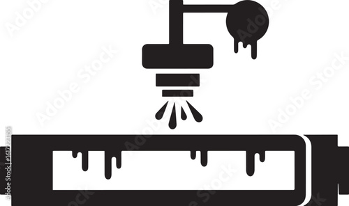 Automated painting or coating process on a surface, robotic arm