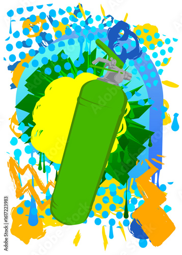 Fire Extinguisher graffiti. Abstract modern street art decoration performed in urban painting style.