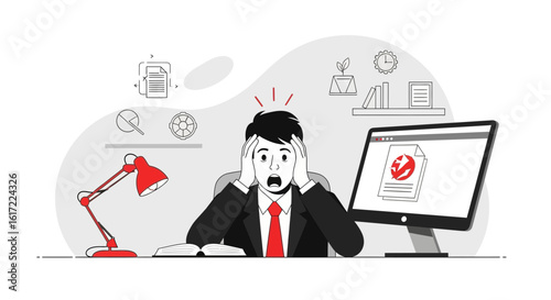 Frustrated Businessman Facing Project Failure During Deadline In A Minimalist Office