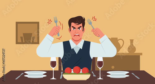 Frustrated Diner Expressing Displeasure With Meal At A Restaurant