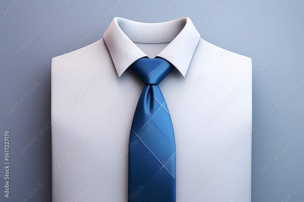 Professional 3D clay app icon featuring blue tie and white shirt with rounded corners, minimalist business attire symbol on white background Professional 3D clay app icon featuring blue tie and white shirt with rounded corners, minimalist business attire symbol on white background