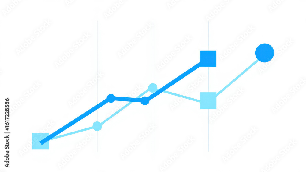 Fototapeta premium Dynamic Growth Chart Visualizing Progress with Ascending Lines and Geometric Shapes Representing Data Trends and Positive Development in a Clean and Modern Design