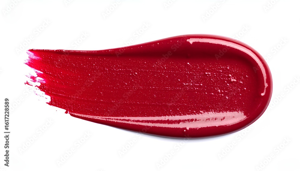 Fototapeta premium Red Lip Gloss Smear on White Background