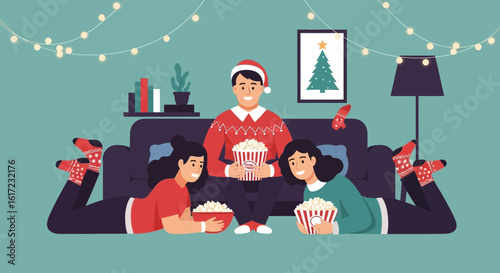 Cozy Holiday Movie Night With Friends At Home During Winter Season