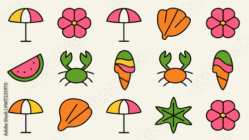 Charming italian summer vacation doodle seamless pattern featuring iconic elements in a playful repeating design for textiles and decor
