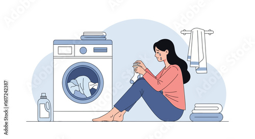 Lost Hope After Laundry Disaster Girl Suffering With Damaged Clothing
