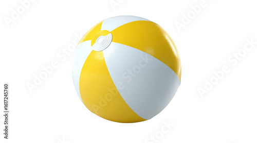 Vibrant yellow and white beach ball, a symbol of summer fun beachside joy bright.