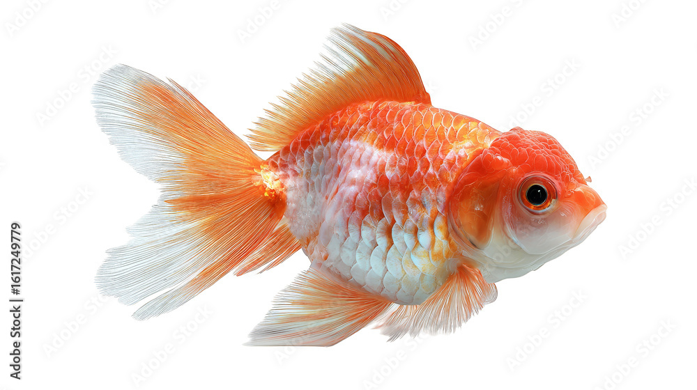 Fototapeta premium Golden majesty, a captivating closeup of goldfish against black background.