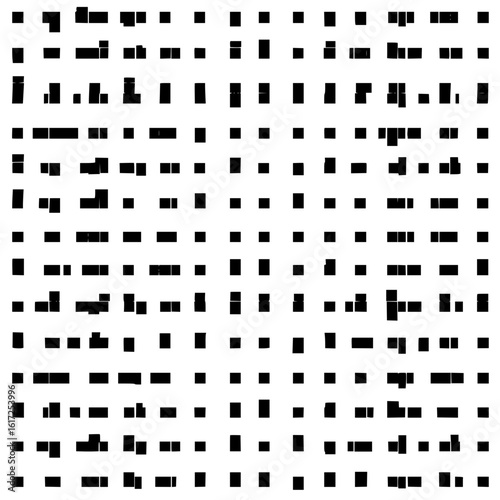 Black rectangles arranged in a grid pattern with varying sizes and spacing on a white background view