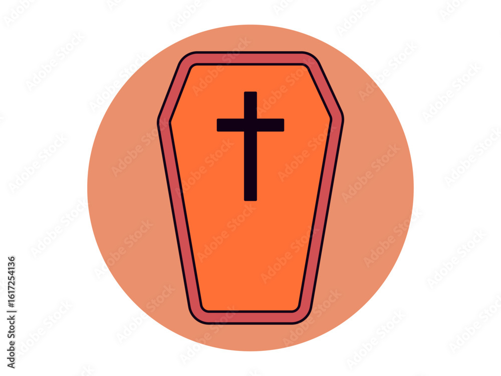 Fototapeta premium Coffin icon. Halloween colour vector design. Flat vector illustration concept.