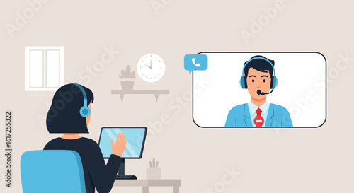 Virtual Meeting With Man and Woman During Online Video Conference Call
