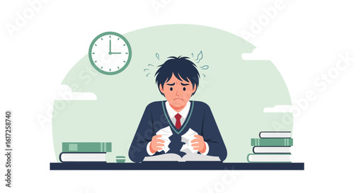 Stressed Student Frustrated with Homework Overload and Time Pressure