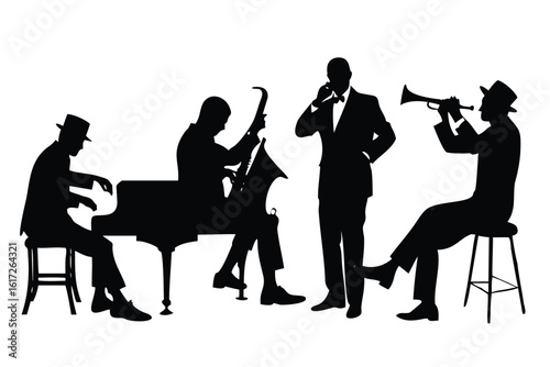Jazz Musicians Vector Silhouette Set - Diverse Music Genre Illustrations