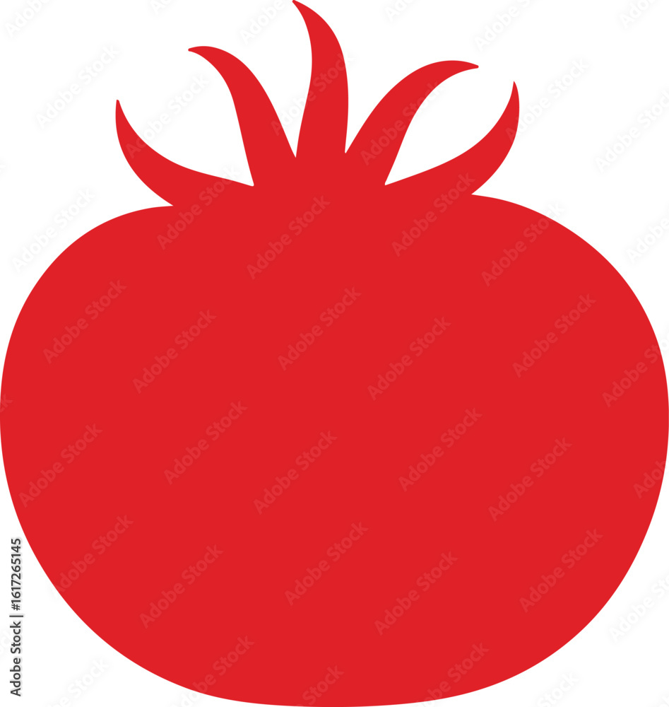 Red tomato silhouette with green stem detail Red tomato silhouette with green stem detail