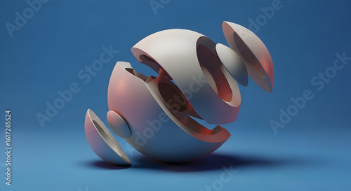 Abstract sphere design with geometric shapes 3d rendering