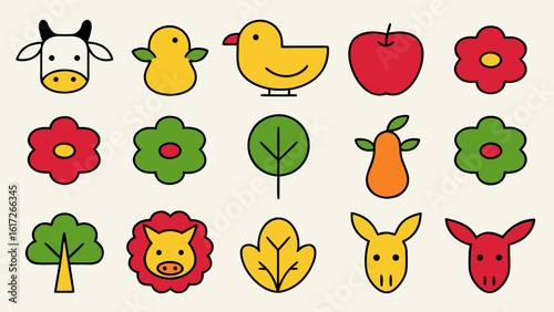Charming doodle farm animal pattern featuring adorable livestock in a repeating decorative motif