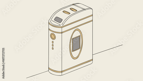 An air purifier appliance isolated on a beige background