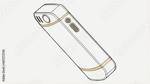 A portable video camera recorder isolated on a beige background