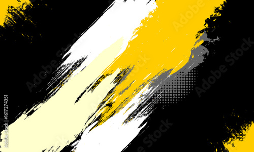 black yellow white brush watercolor painting banner artistic grunge graphic element abstract background