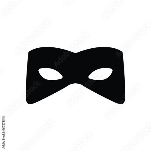 Mysterious Black Mask Vector Icon Graphic Symbol of Disguise and Anonymity for Theatrical Performances and Costume Designs