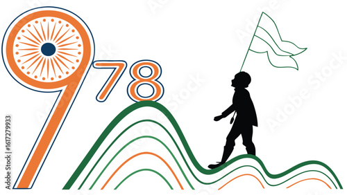 Child figure on hill graphic with 978