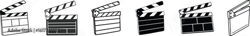 Movie Clapperboard Silhouette Clip art, Movie Clapperboard Line art Icon, Film Slate Vector Illustration.