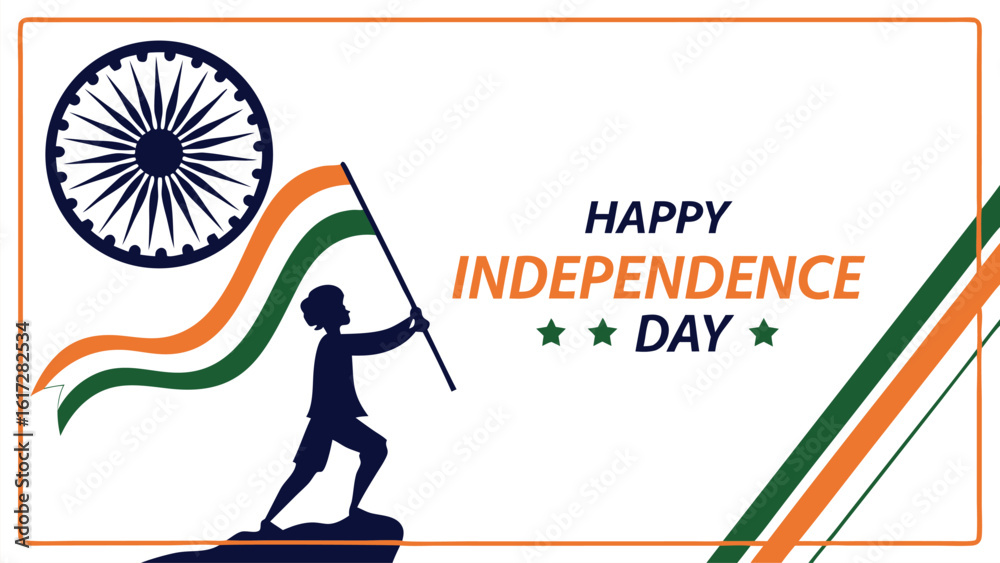 Fototapeta premium Child holding indian flag independence day