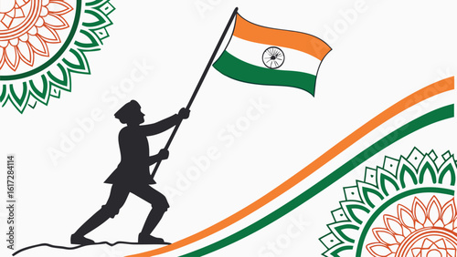 Indian flag raising silhouette