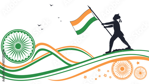 Patriotic flag bearer illustration
