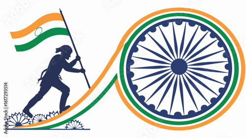 Silhouette person carrying flag nationalistic theme