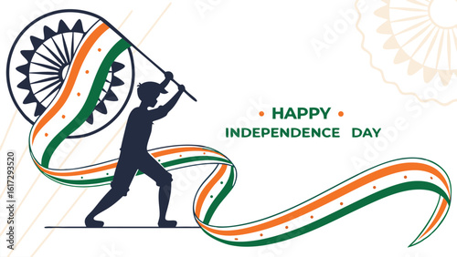 Silhouette person raising independence flag
