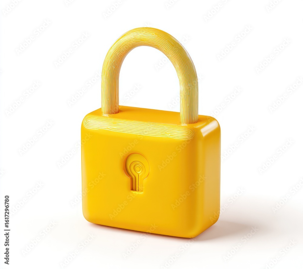 Naklejka premium A vibrant, golden padlock illustration on a clean white background