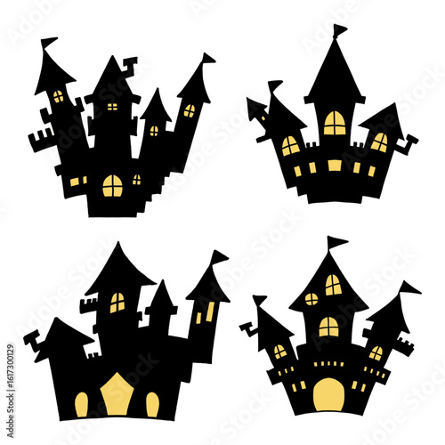 Wallpaper Mural Halloween, castle silhouette illustration Torontodigital.ca