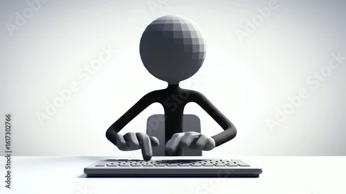Animated stick figure furiously typing at a keyboard